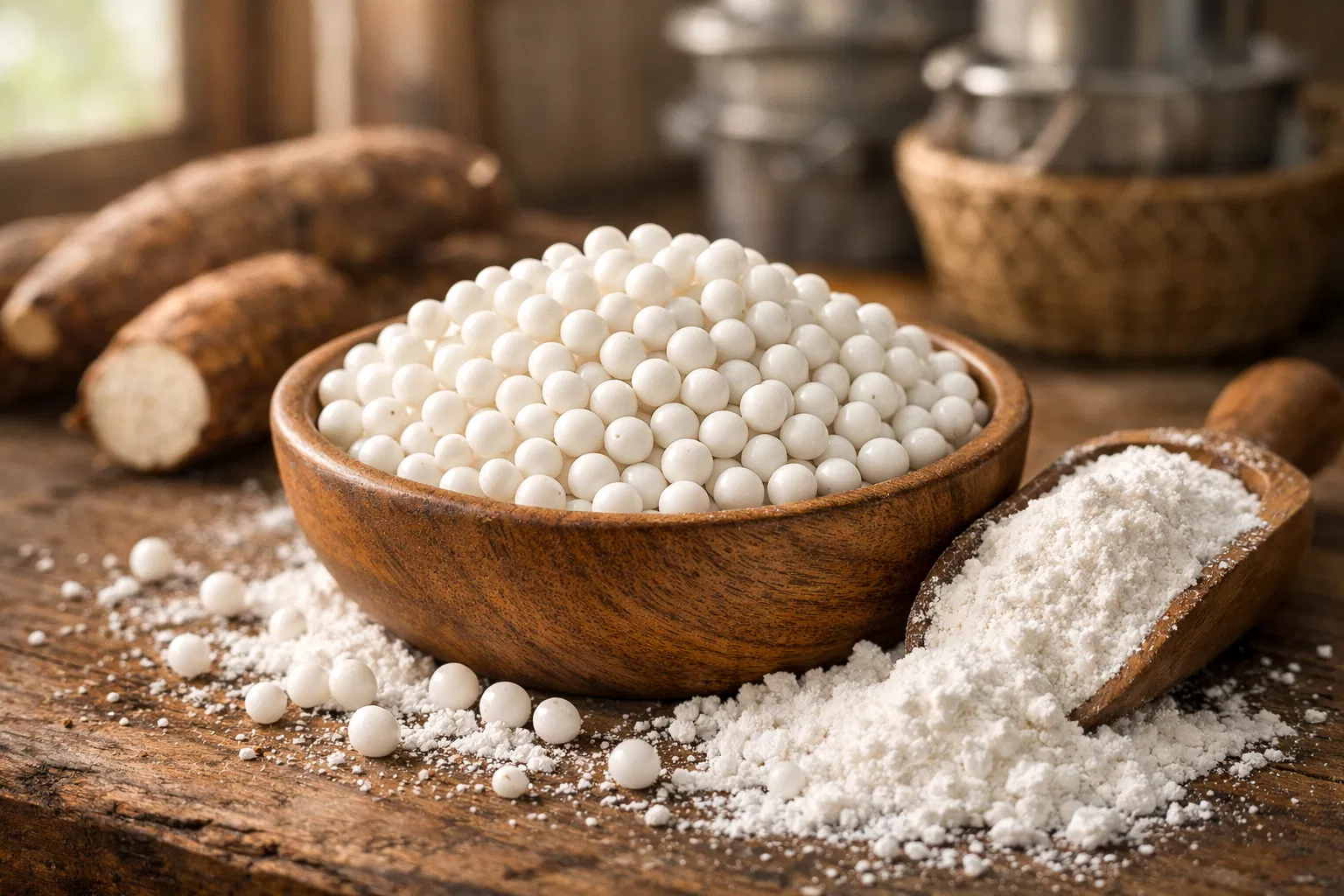 White starch powder in bowl